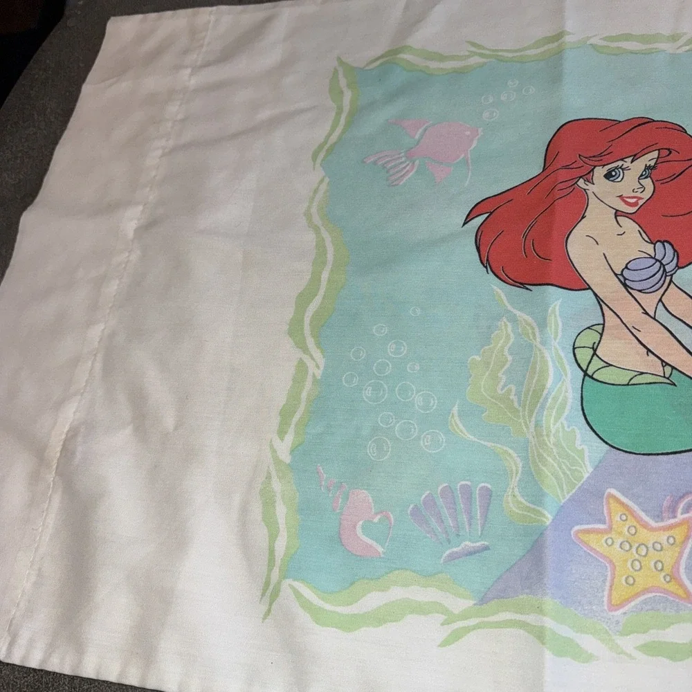 Disney Little Mermaid pillowcase 20 x 30 standard fish no iron double sided